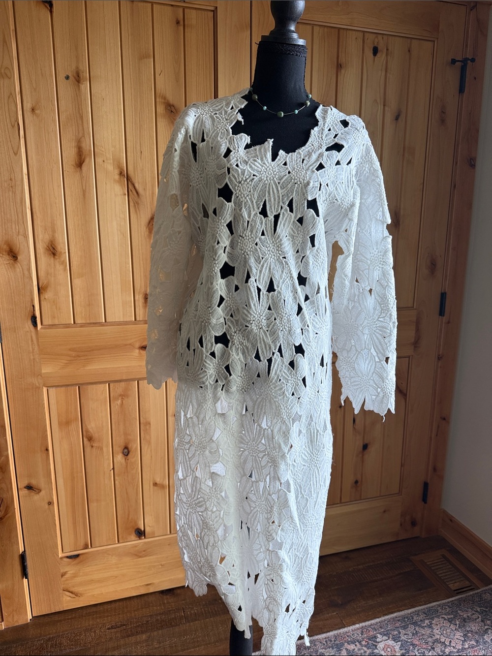 White Crochet Lace Long Sleeve Dress